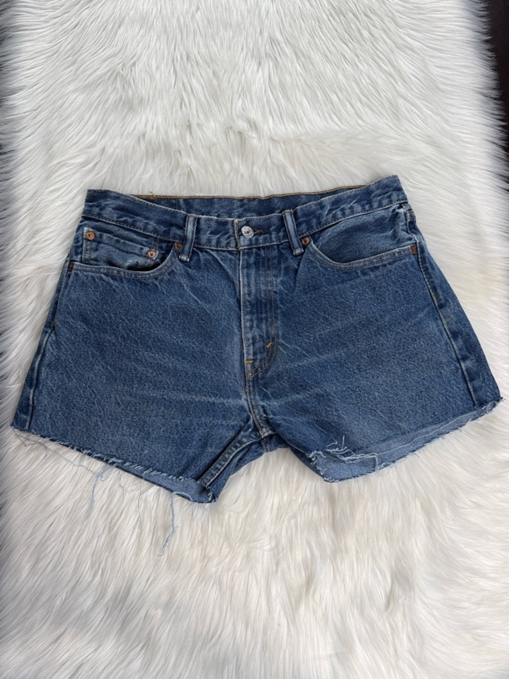 Levi’s 505 Straight Fit 33” Denim High Rise Cut Offs